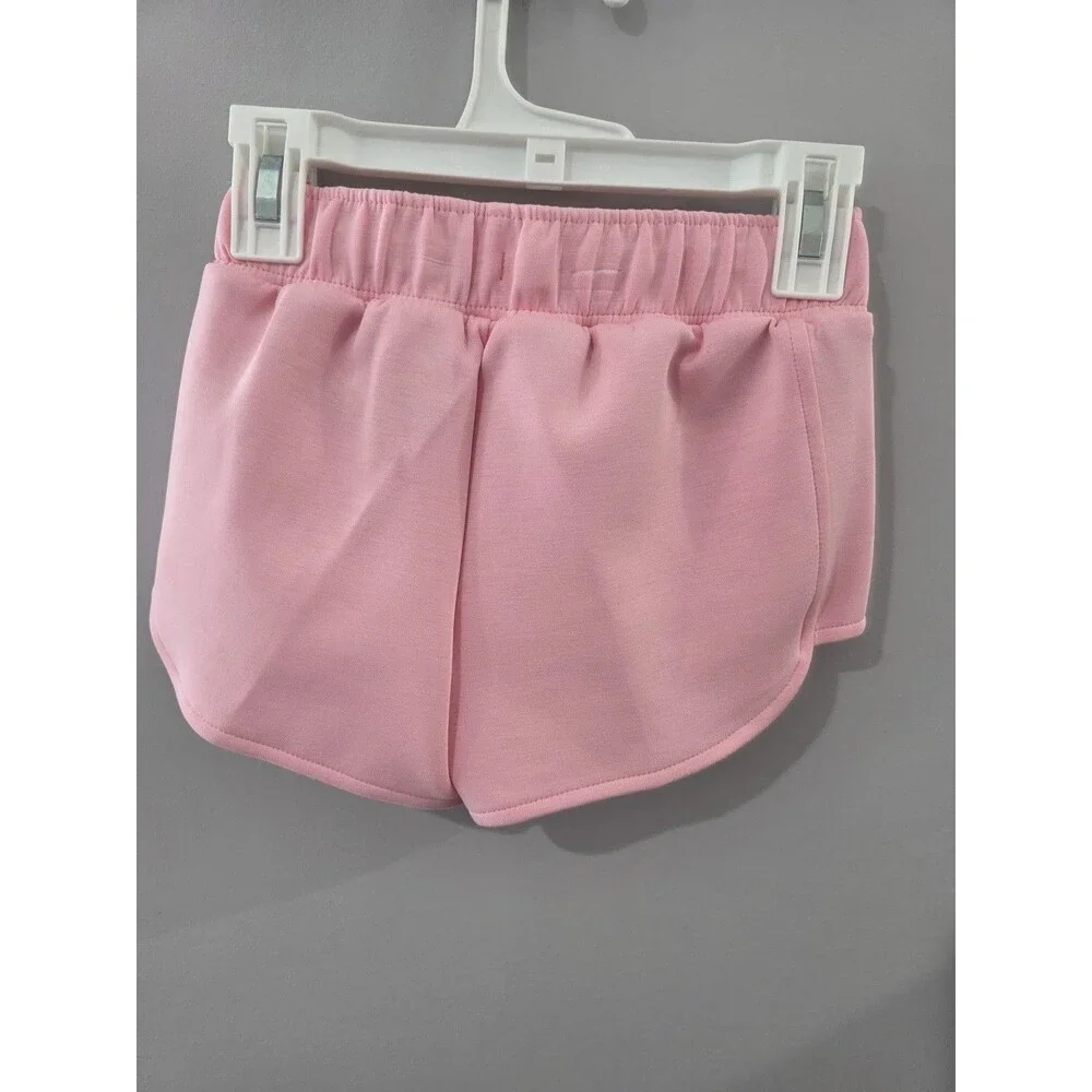 All in Motion Girls Pink Knit Athletic Shorts XS (4/5) Drawstring Elastic Waist